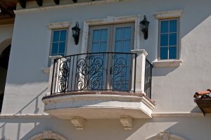 Burden Balcony in Crema limestone